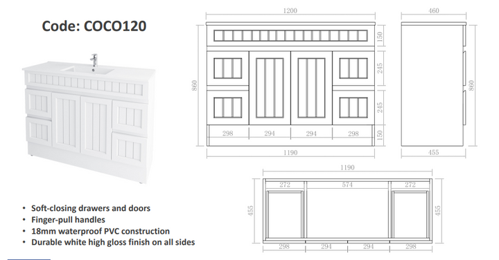 Courtney 120cm Cabinet Only