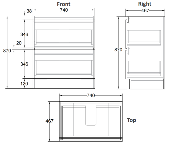 Mia 75cm 2 Drawer Wall Hung Vanity Matte White/Timber