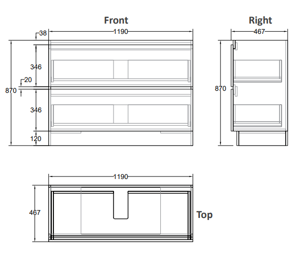 Mia 120cm 4 Drawer Wall Hung Vanity Matte White/Timber