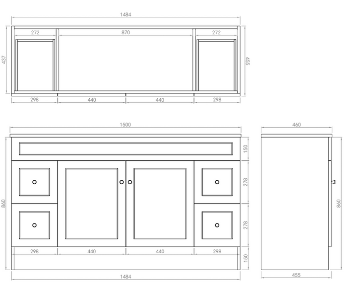 Joyce 150cm Shaker Door Cabinet Only