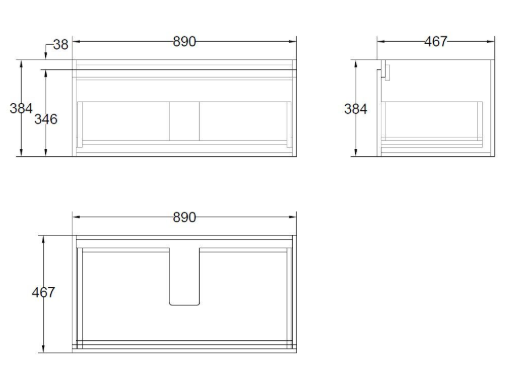 Marine Single Drawer Vanity 90cm PVC (Cabinet Only)