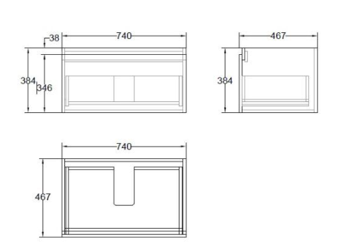 Marine Single Drawer Vanity 75cm PVC (Cabinet Only)