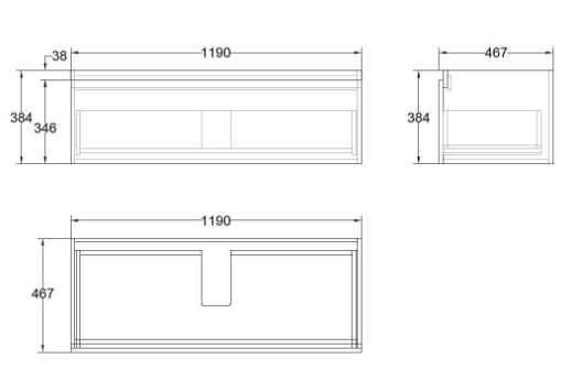 Marine Single Drawer Vanity 120cm PVC (Cabinet Only)