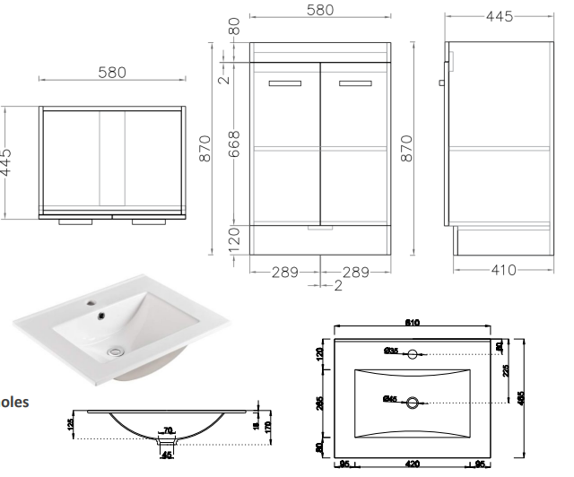 Erin Vanity 60cm PVC (Cabinet Only)