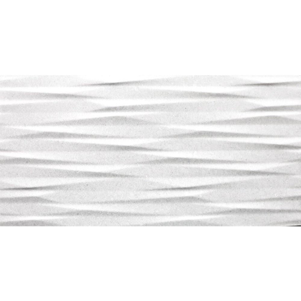 Serenity Sapporo Geometric White 300x600mm Wall Tile: Contemporary Design for Chic Interiors