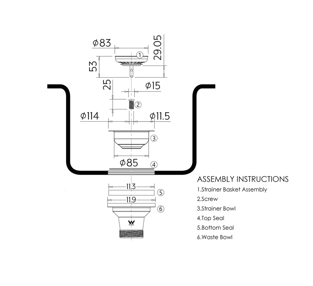 Sink Basket Waste – Gun Metal | Modern & Durable Sink Accessory