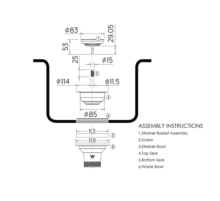 Sink Basket Waste – Gun Metal | Modern & Durable Sink Accessory