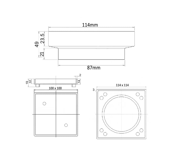 Smart 115 Matte Black Square Tiles Waste | Sleek Modern Bathroom Drain