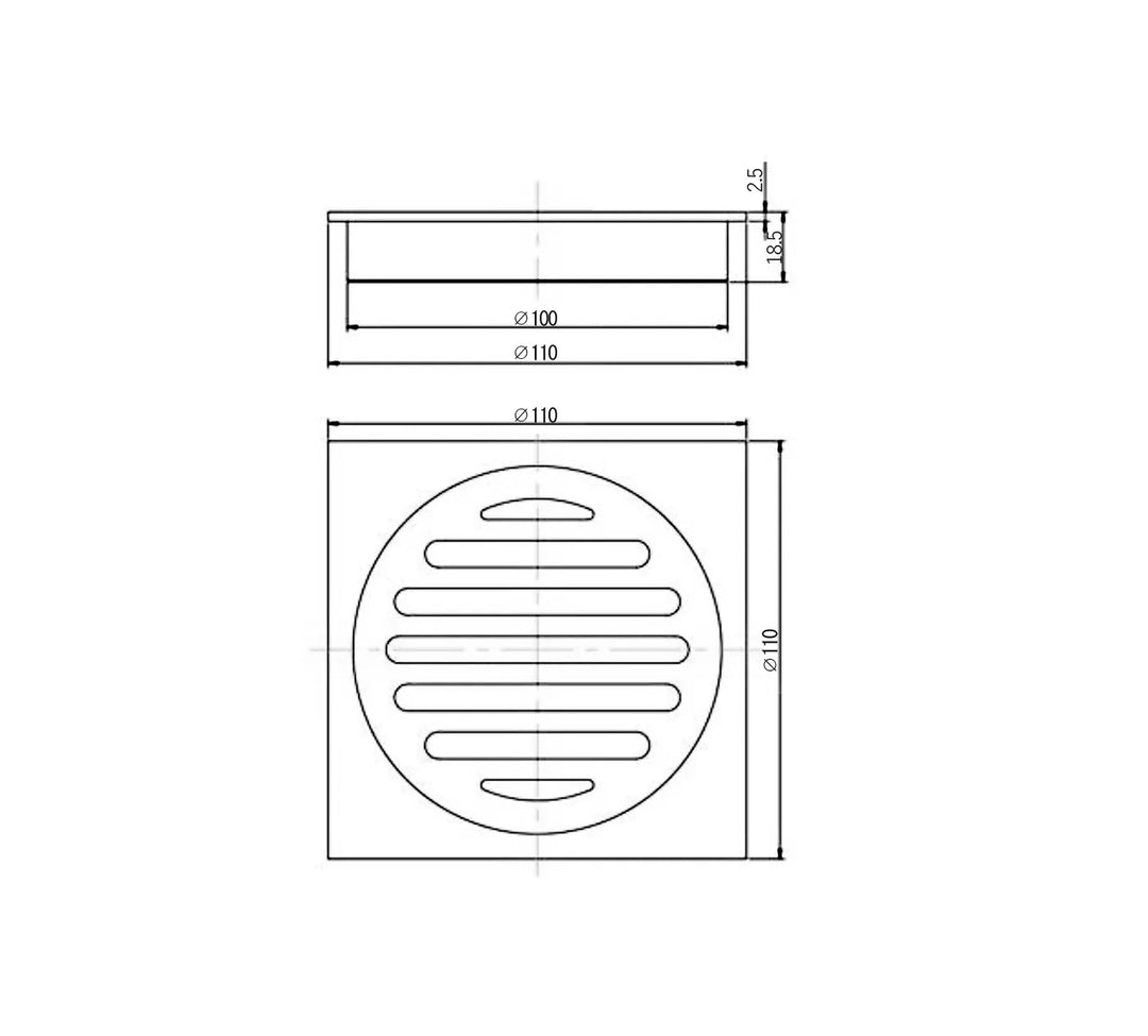 Square 100mm Chrome Floor Waste | Modern Bathroom Drainage Solution