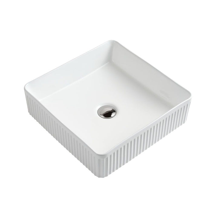 Square Flutted Vessel White