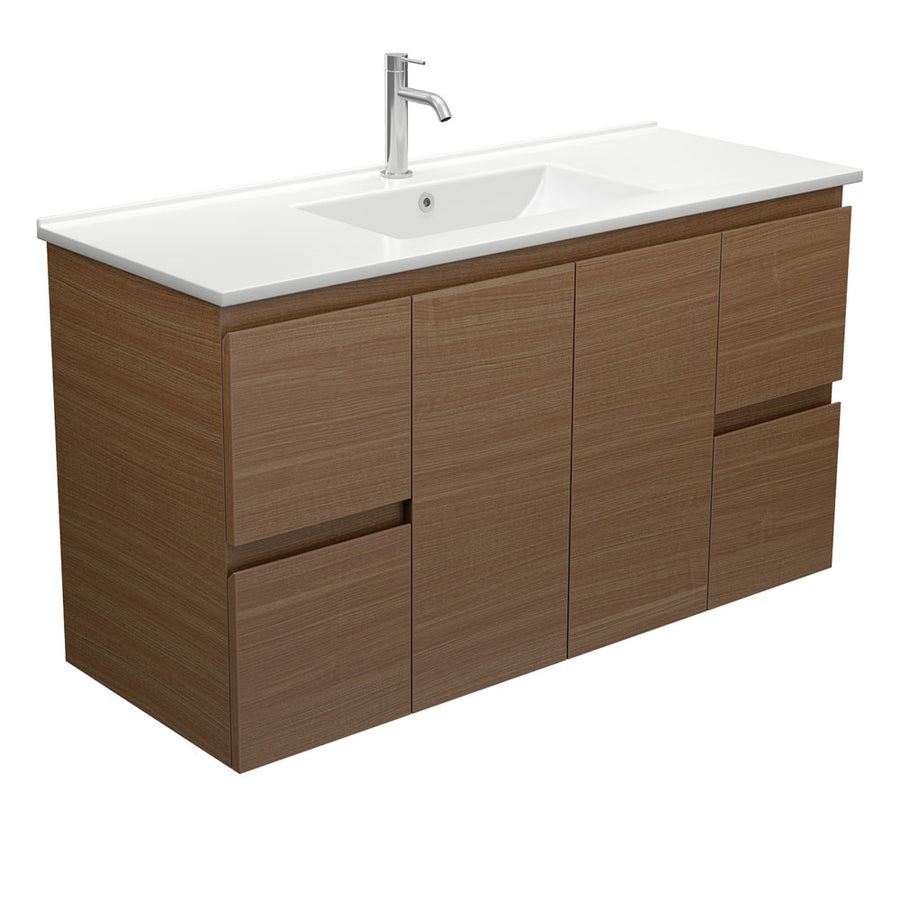 Dolce Edge Walnut 1200 Wall-Hung Vanity – Pilbara Bathroom Warehouse Perth and regional Western Australia