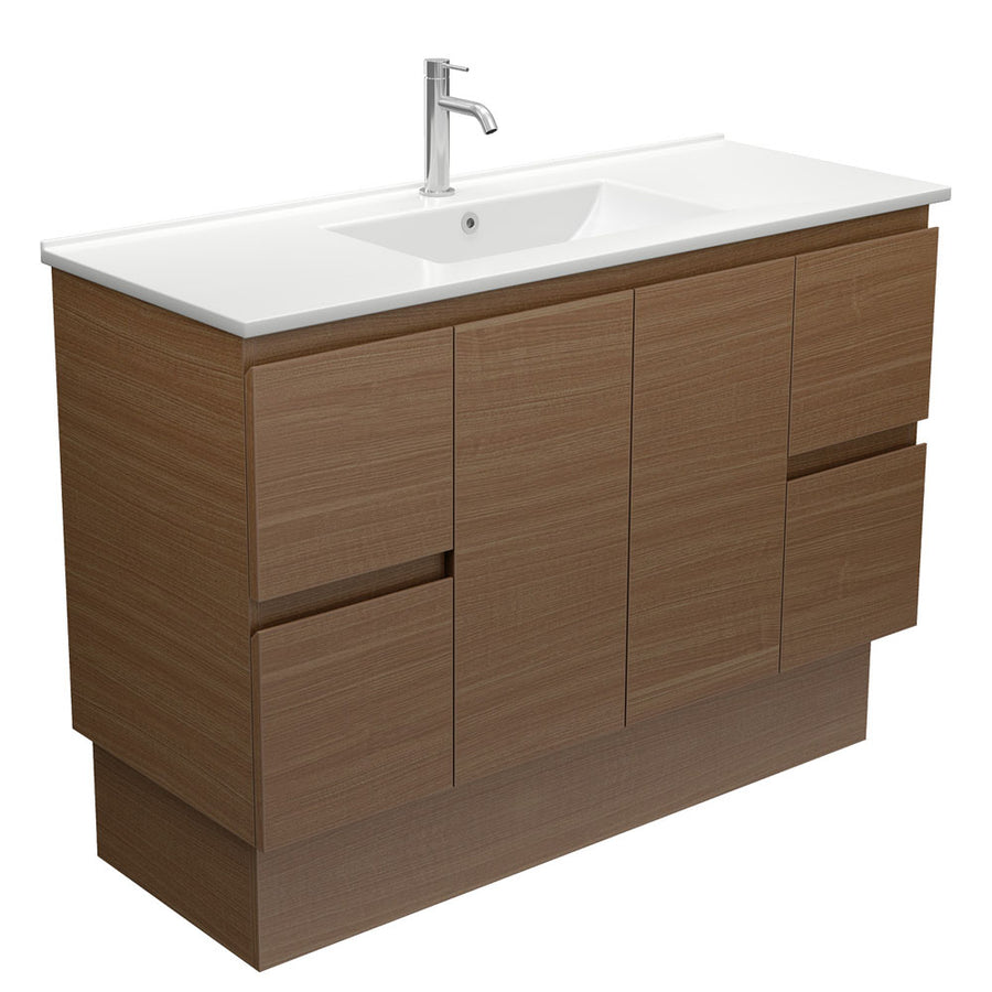 Dolce Edge Walnut 1200 Vanity on Kickboard – Pilbara Bathroom Warehouse Perth and regional Western Australia