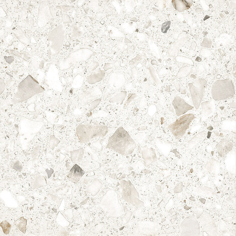 Terrazzo Stone Marshmallow 300x600 Smooth Grip tile with white base and terrazzo speckle design – Pilbara Bathroom Warehouse Perth and regional Western Australia
