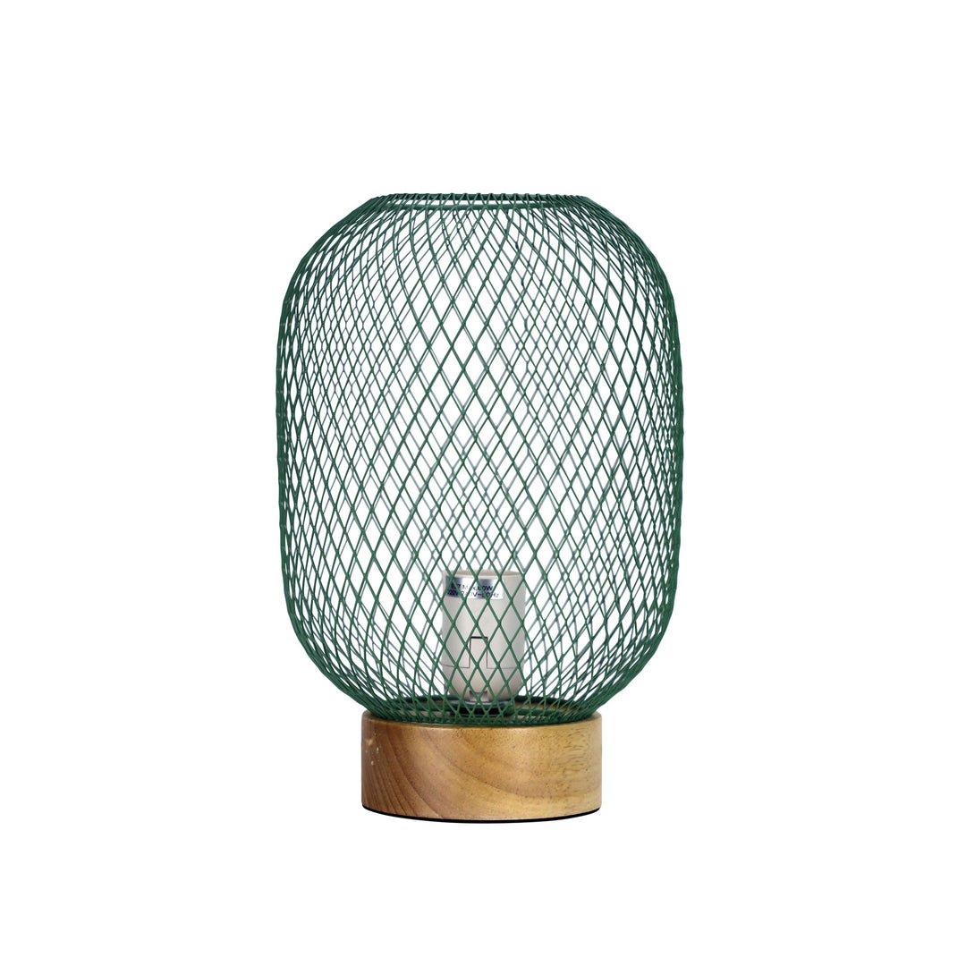 TILDA Mesh Table Lamp - Natural Timber Pedestal
