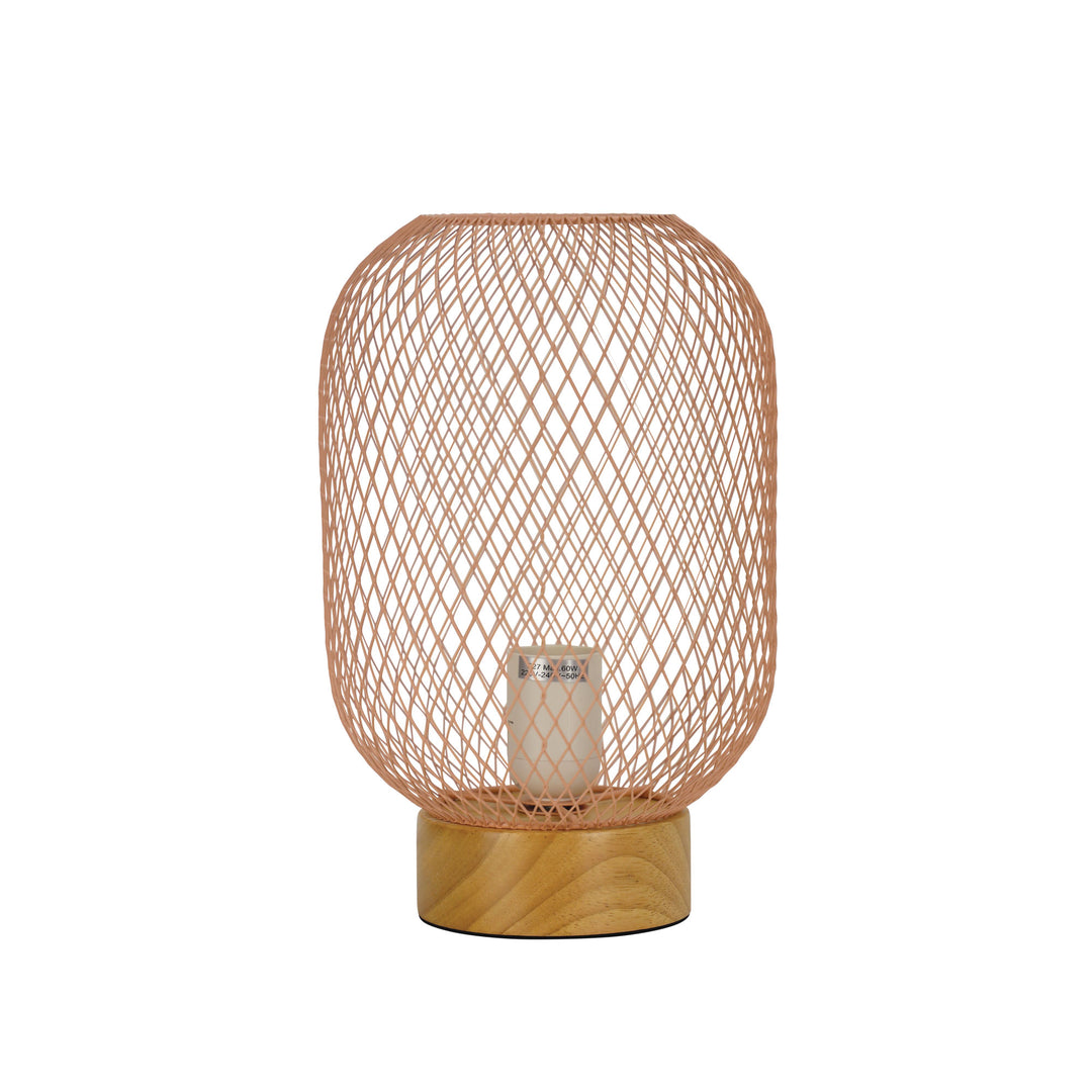 TILDA Mesh Table Lamp - Natural Timber Pedestal