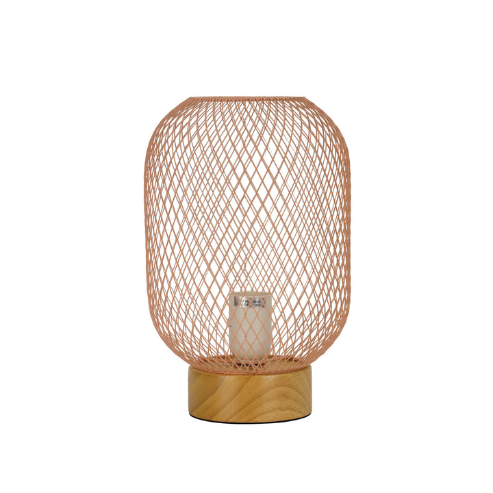 TILDA Mesh Table Lamp - Natural Timber Pedestal