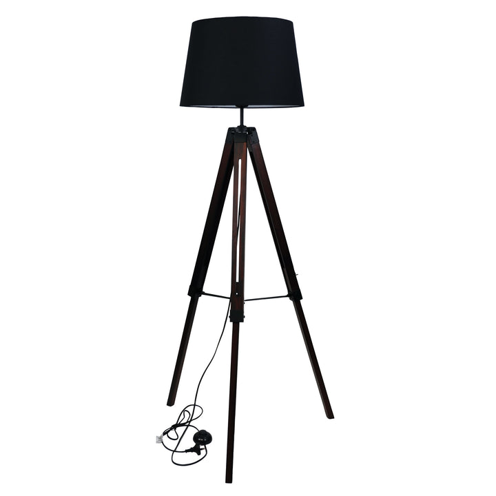 TREVI Complete BLACK - Tripod Floor Lamp with Shade