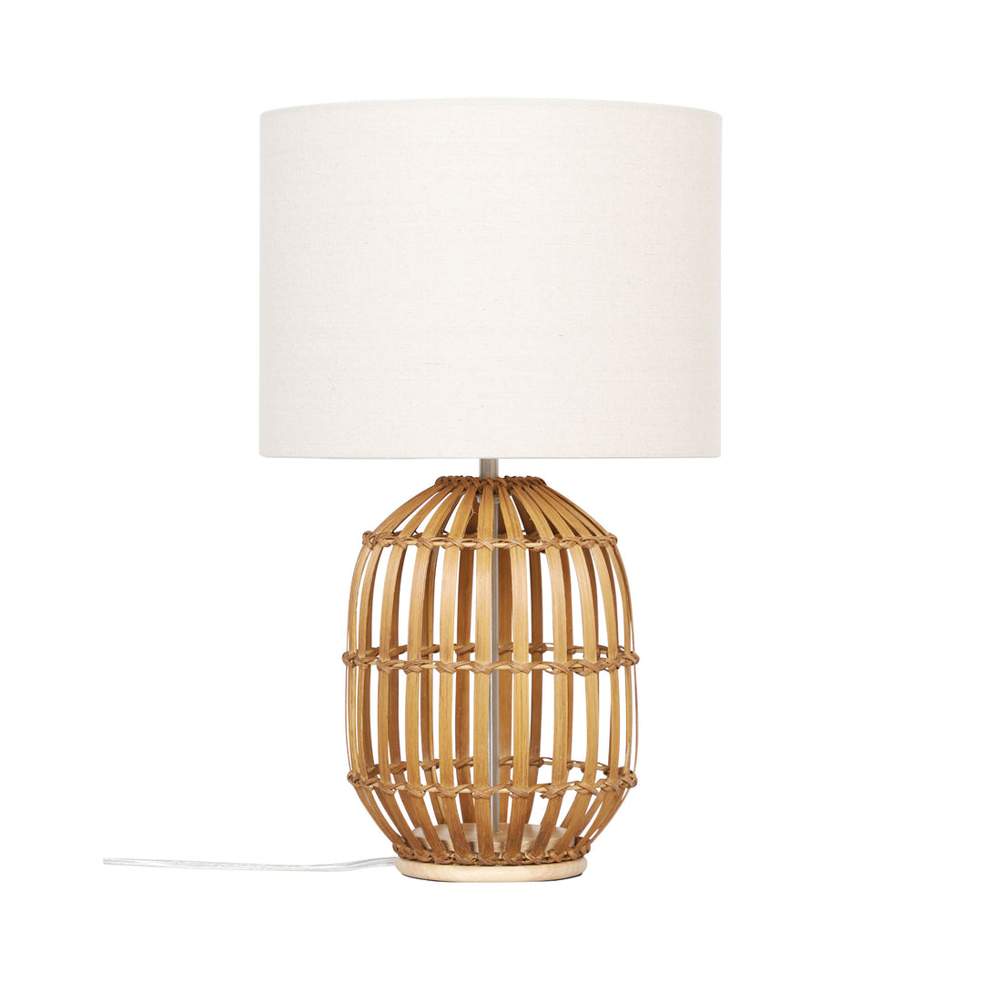 Tegal Bamboo Table Lamp with Beige Linen Shade