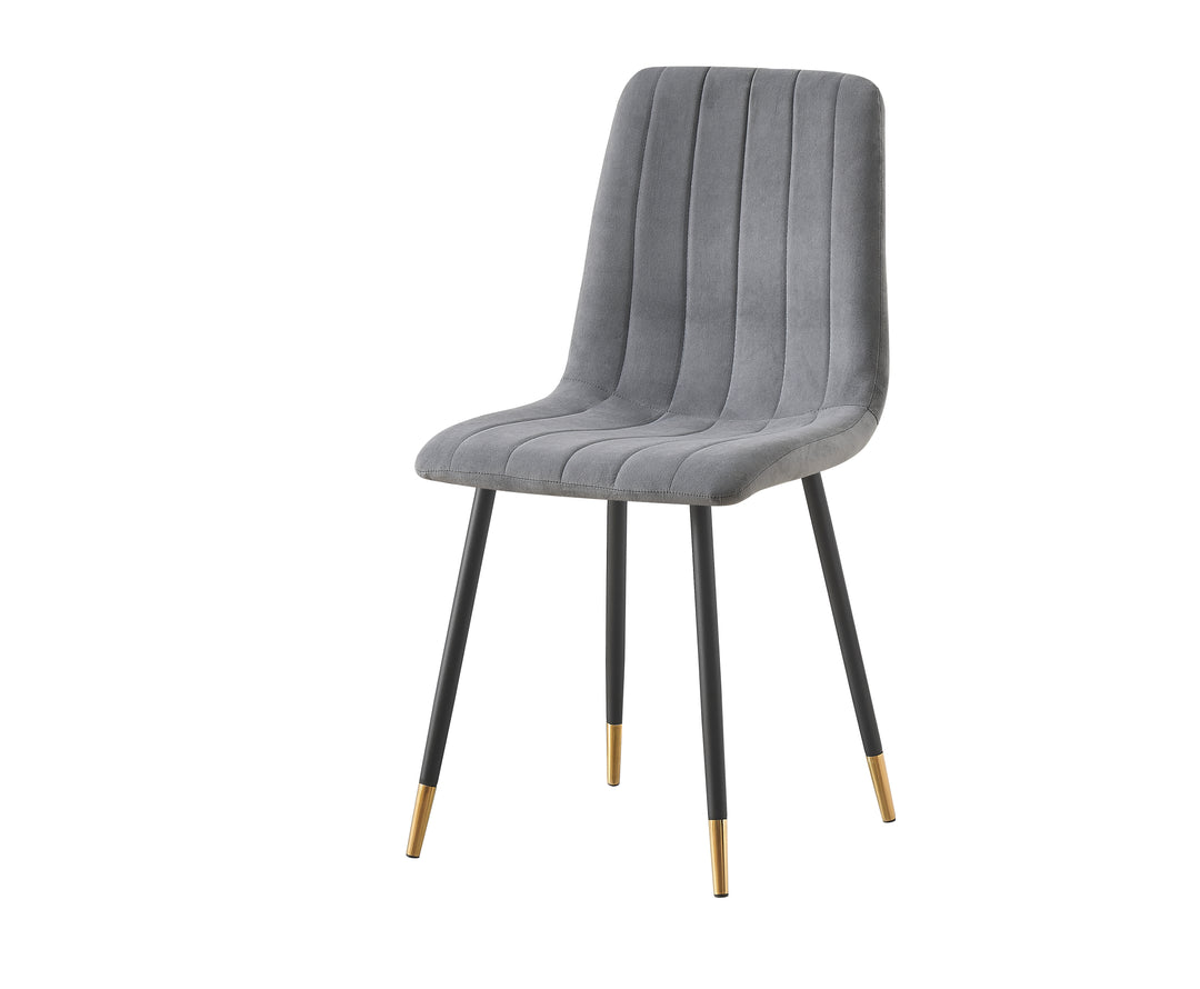 Theo Chair Grey velvet, Black legs with gold tips