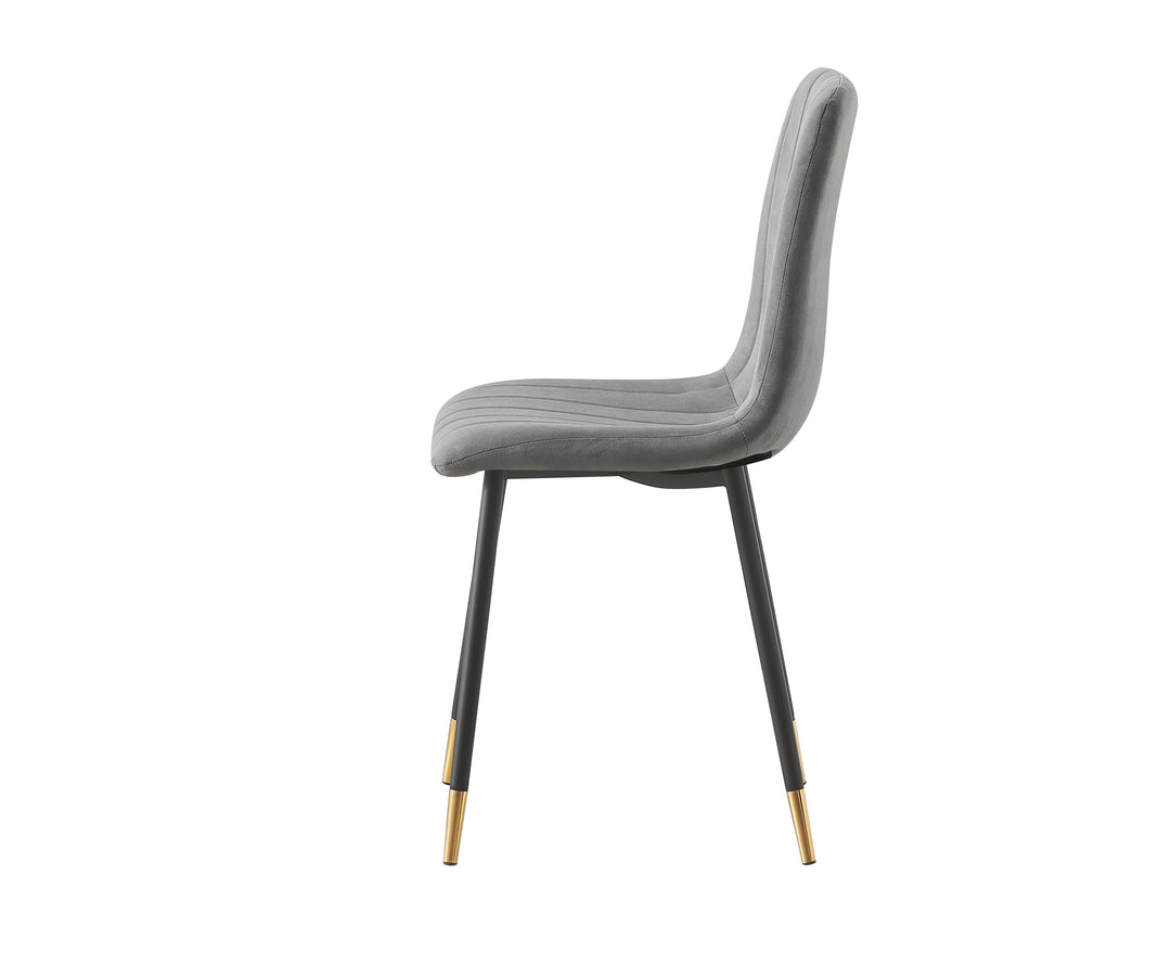Theo Chair Grey velvet, Black legs with gold tips