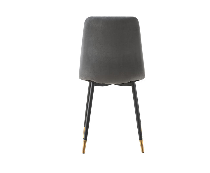 Theo Chair Grey velvet, Black legs with gold tips