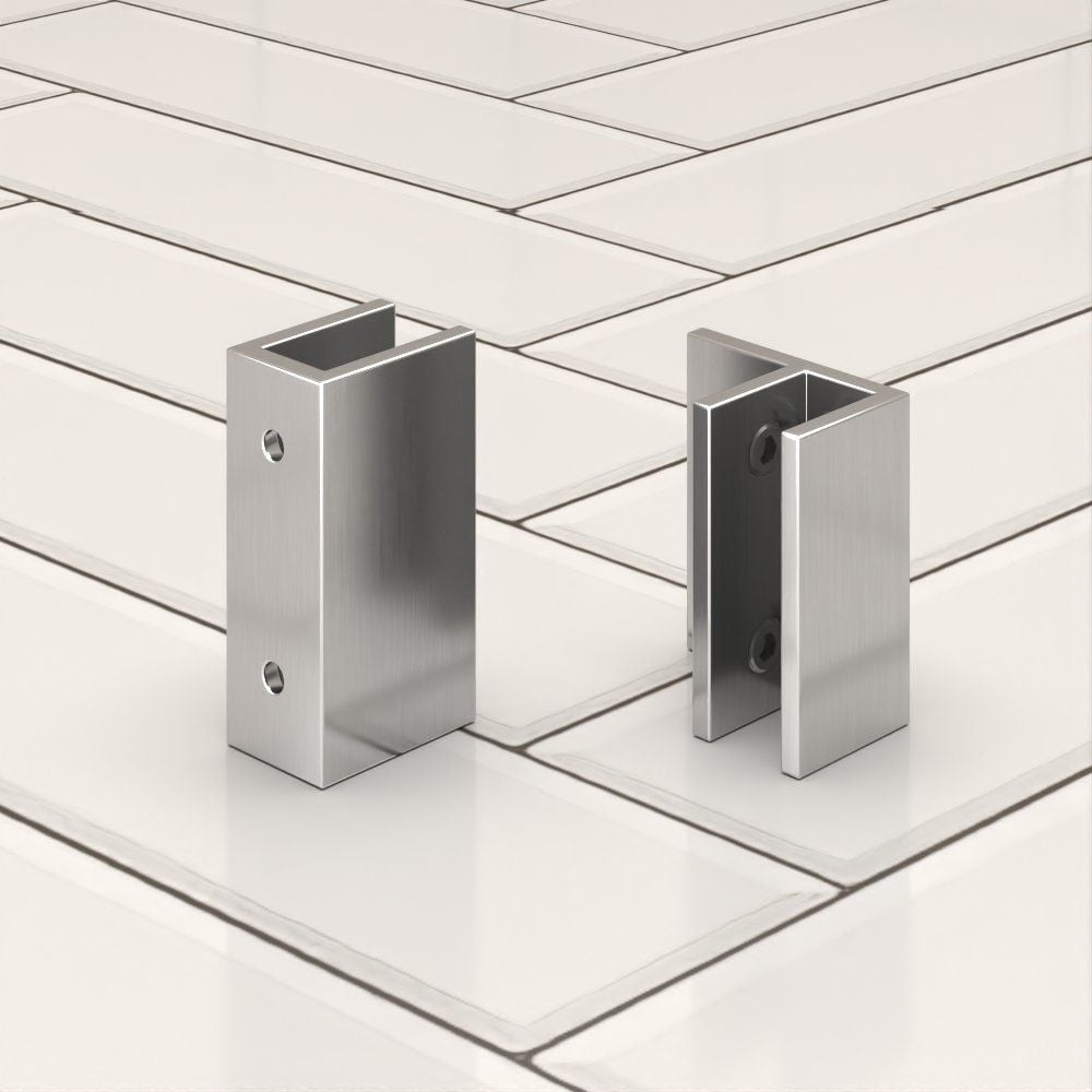 3 x F Type Wall Brackets for 10mm Shower Panels - White