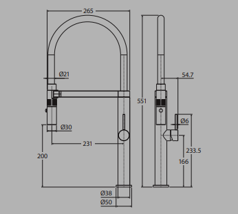 Kaya Pull Down Sink Mixer Brushed Copper Lead Free Eco Brass