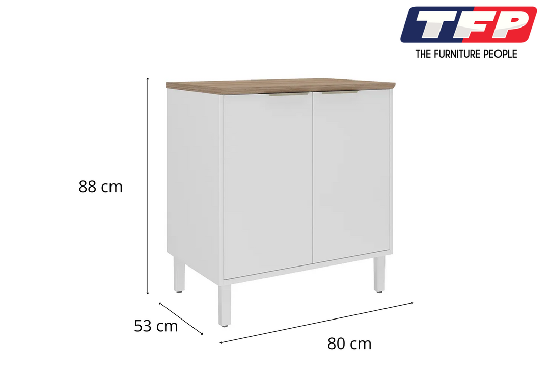 Base Kitchen Steel Cabinet/Cupboard with 2 Doors- White Flat Pack
