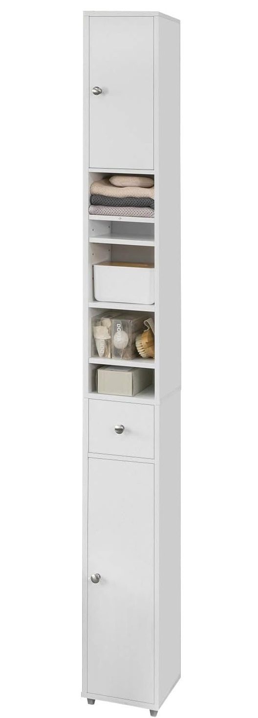 White Tall Bathroom Cabinet with multiple shelves for high storage – Pilbara Bathroom Warehouse Perth and regional Western Australia