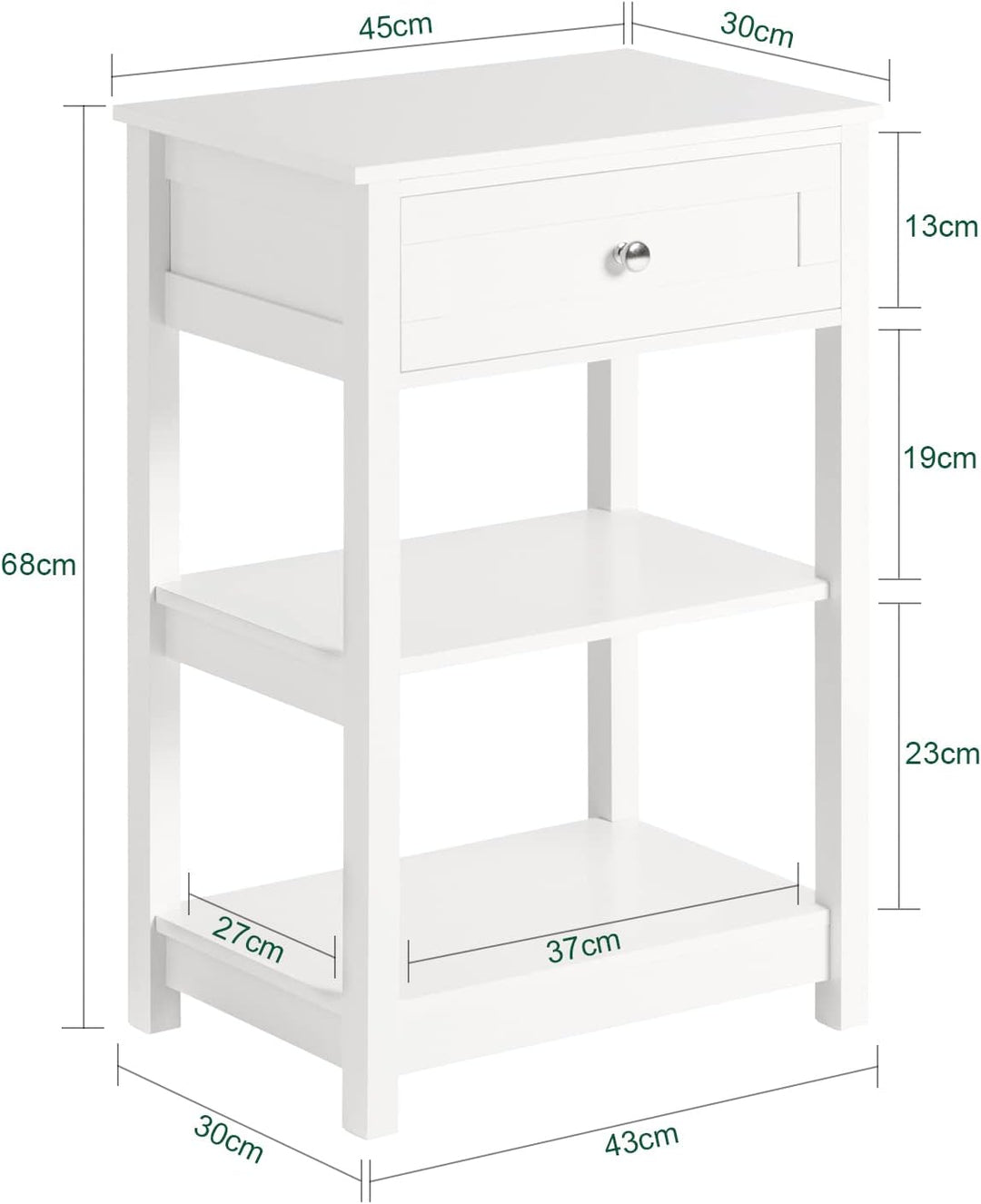 Modern Bedside Table with Drawer and Shelves - Sleek Design