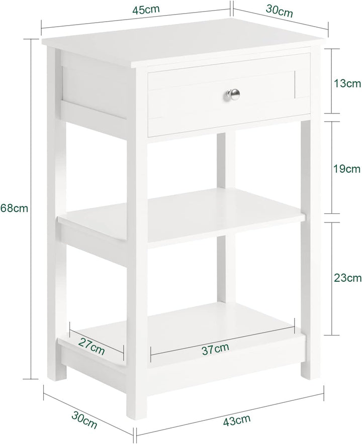 Modern Bedside Table with Drawer and Shelves - Sleek Design