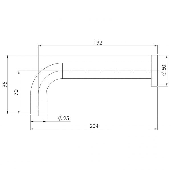 Vivid Wall Basin Outlet 200mm Curved