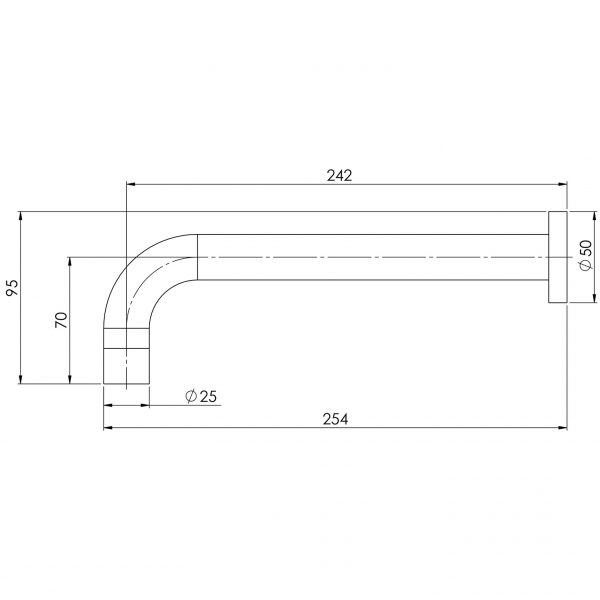 Vivid Wall Bath Outlet 250mm Curved