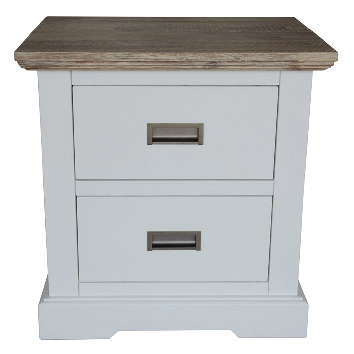 Hampton Style Multi-Colored Acacia Bedside Table with Drawers