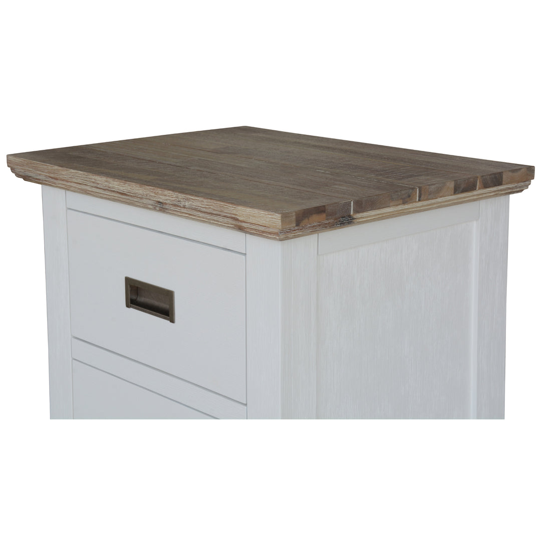 Hampton Style Multi-Colored Acacia Bedside Table with Drawers