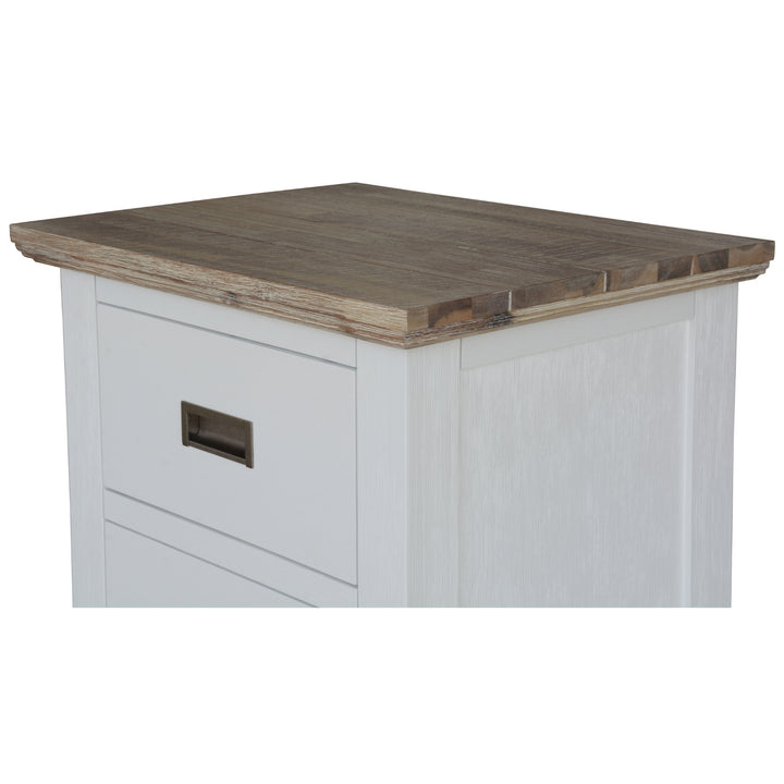 Hampton Style Multi-Colored Acacia Bedside Table with Drawers
