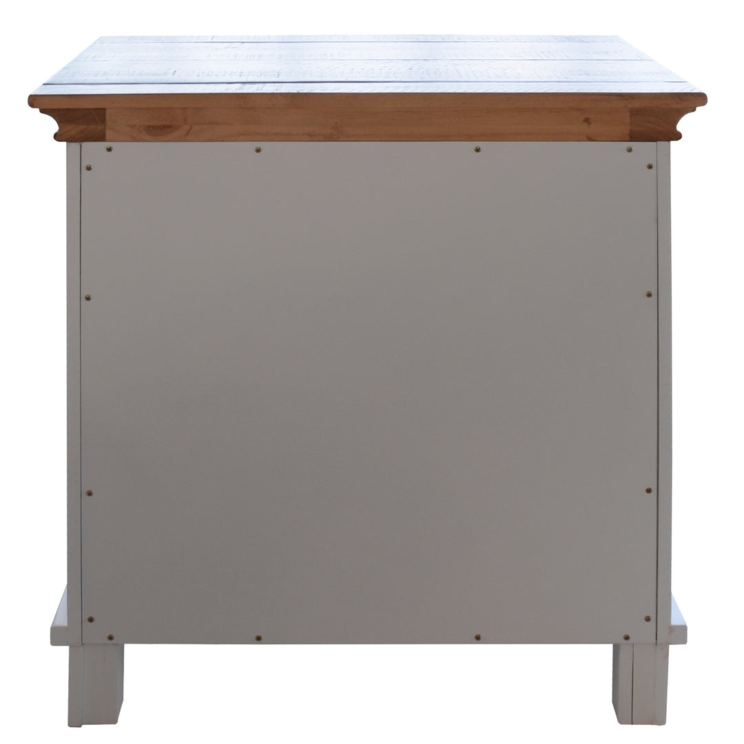 Hampton Style Bedside Table with 3 Drawers - Solid Pine Wood