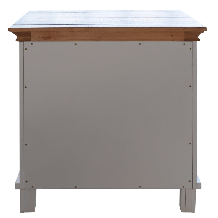 Hampton Style Bedside Table with 3 Drawers - Solid Pine Wood