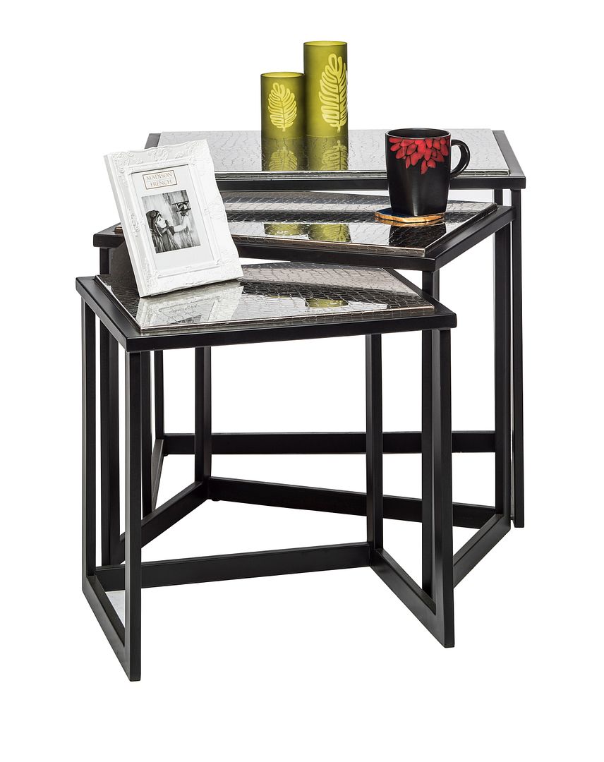 Black Iron Nested Tables with stainless steel top in set of 3 – Pilbara Bathroom Warehouse Perth and regional Western Australia