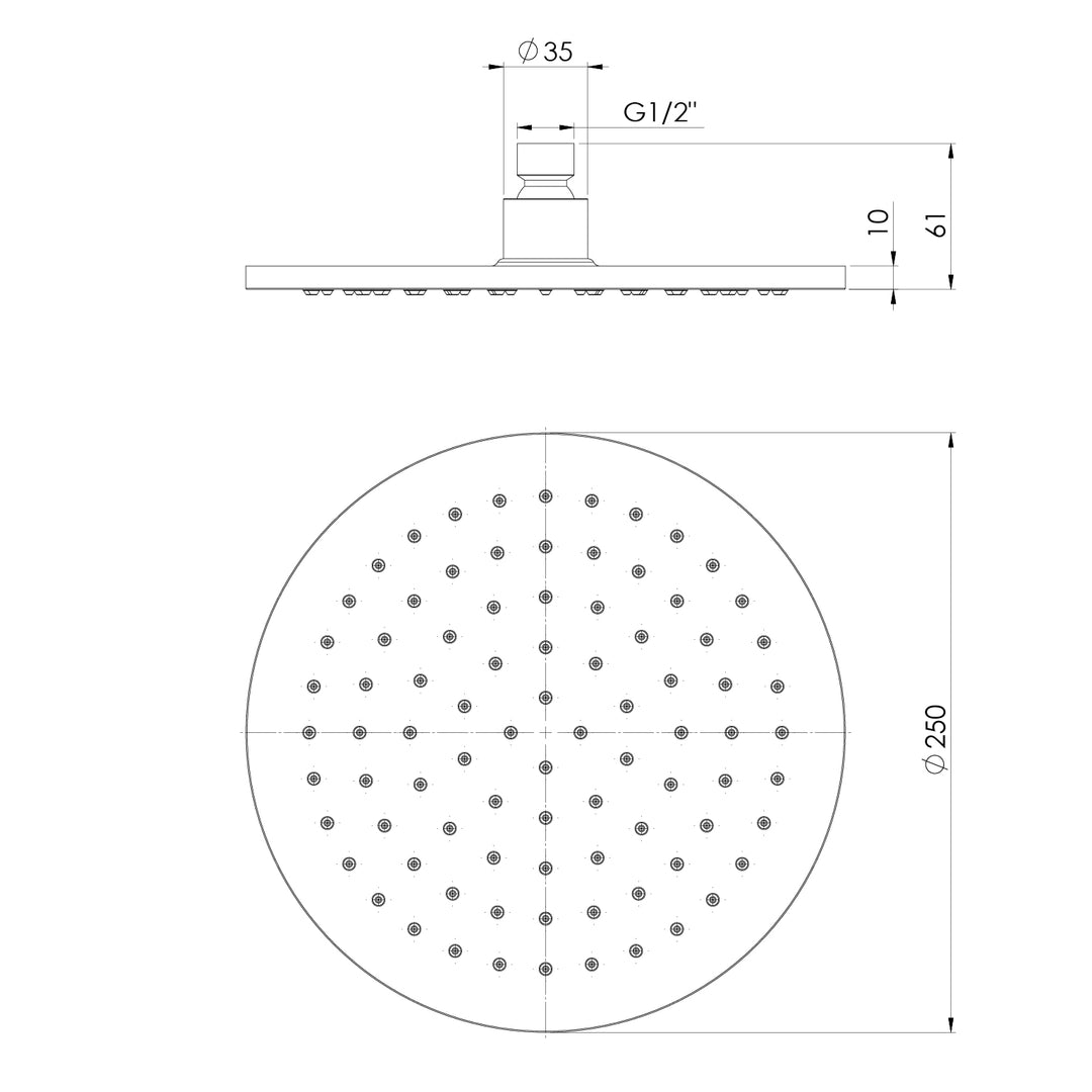 Vivid Shower Rose 250mm Round
