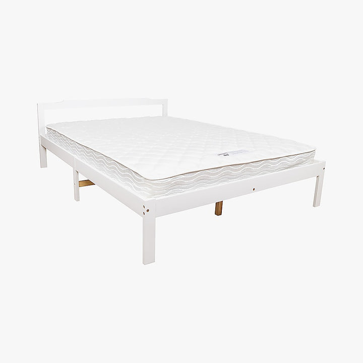 Sturdy Pine Wood Double Bed Frame - White