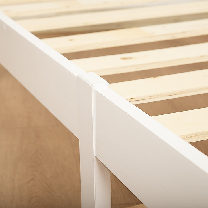 Sturdy Pine Wood Double Bed Frame - White