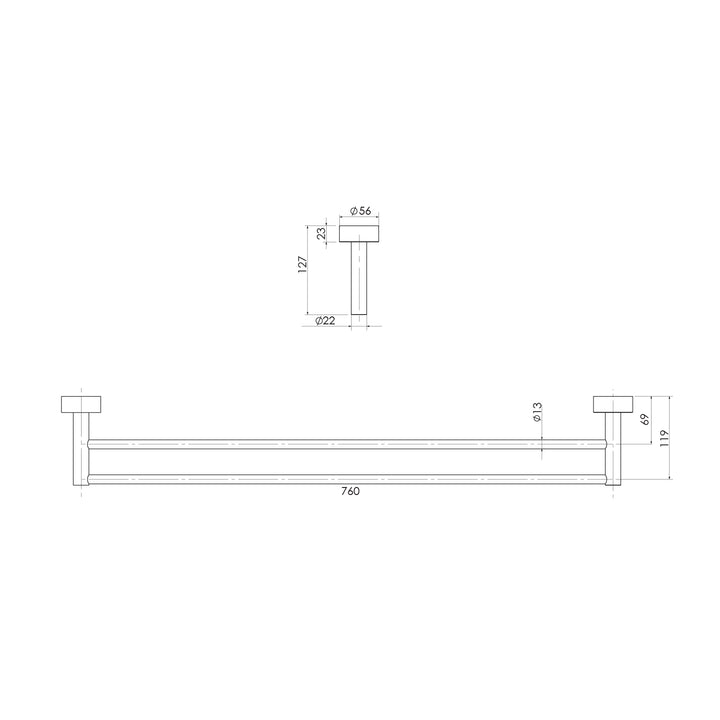 Vivid Double Towel Rail 760mm