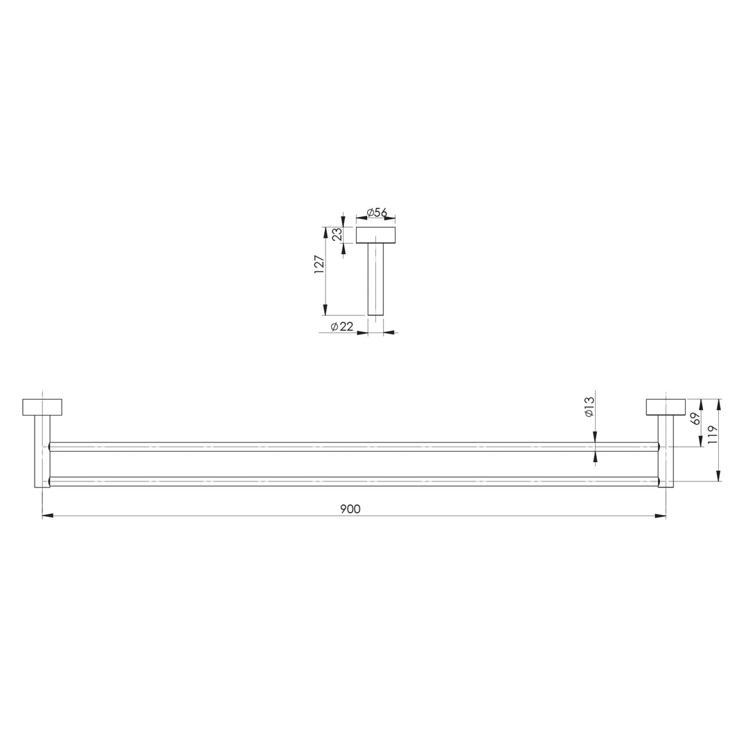 Vivid Double Towel Rail 900mm
