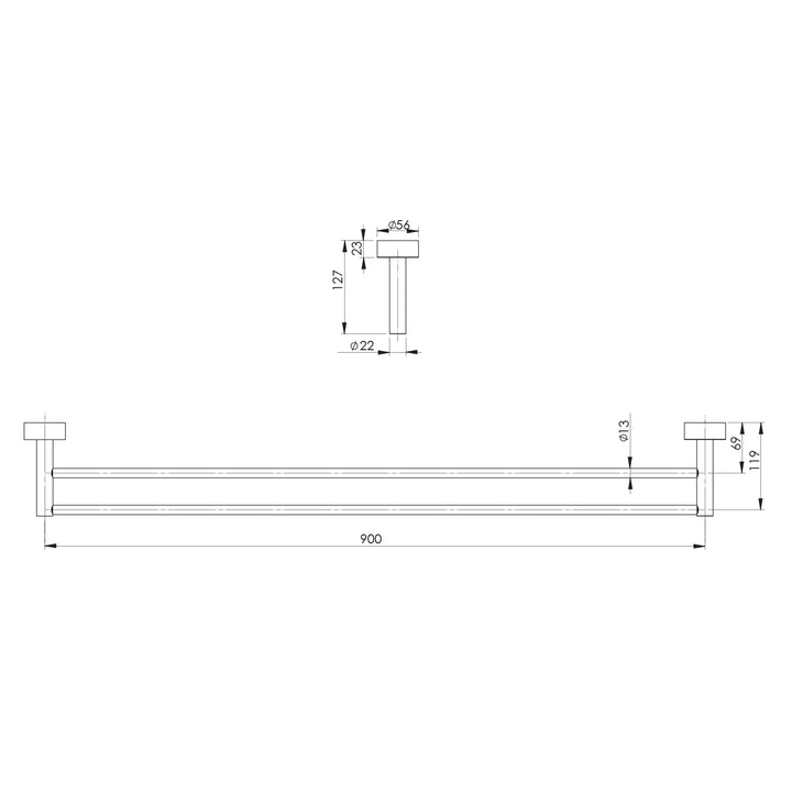 Vivid Double Towel Rail 900mm
