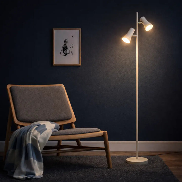 Verik Floor Lamp 2Lt in Beige, Black or Brass