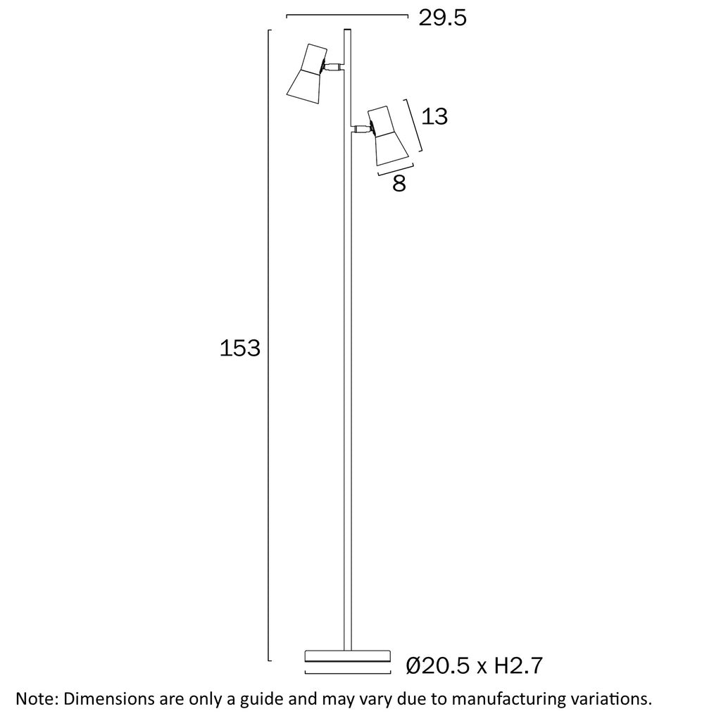 Verik Floor Lamp 2Lt in Beige, Black or Brass