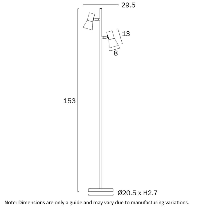 Verik Floor Lamp 2Lt in Beige, Black or Brass