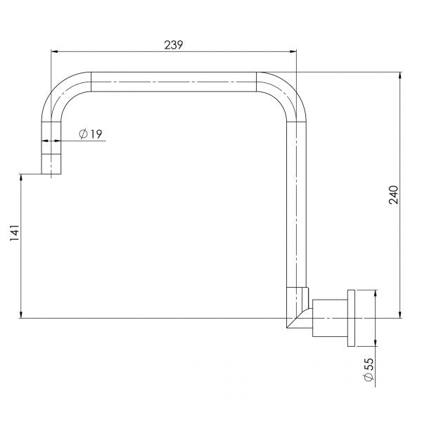Vivid Pin Lever Wall Sink Outlet 240mm Squareline
