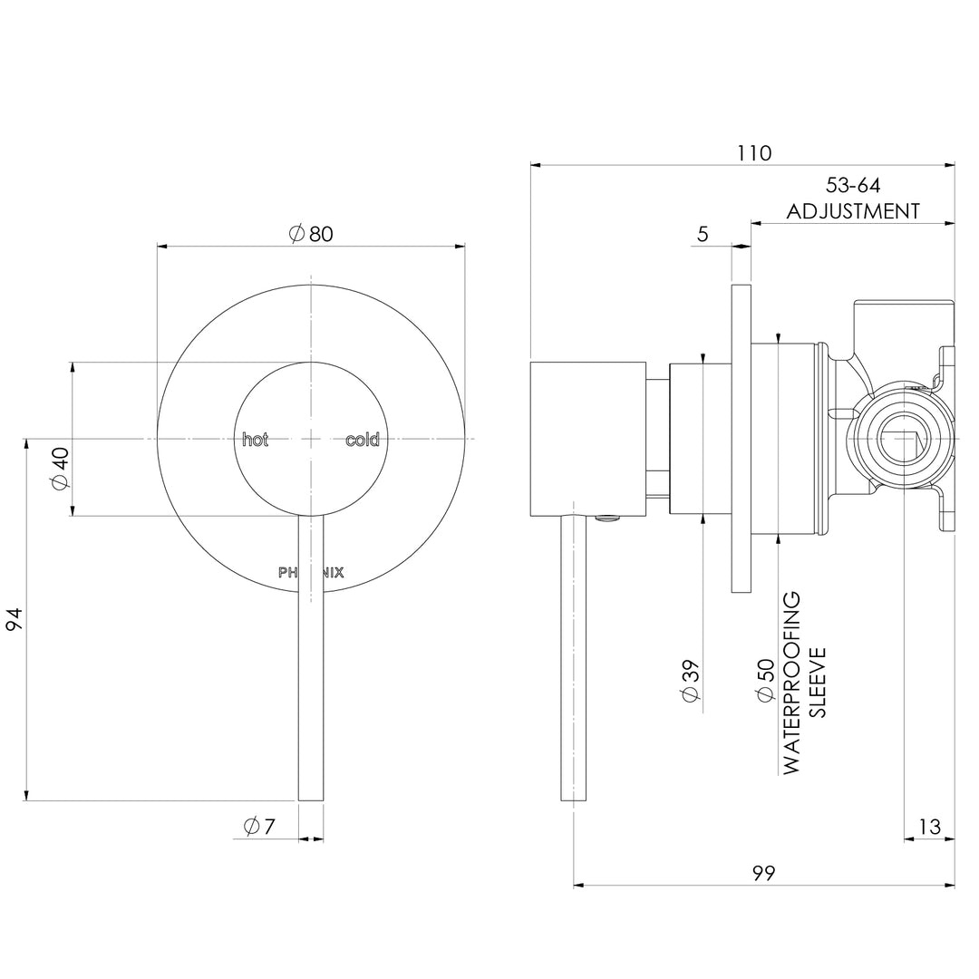 Vivid Slimline Oval SwitchMix Shower / Wall Mixer